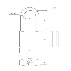 Master 500909 Uzun Asma Kilit Gri Kaplama 63 mm