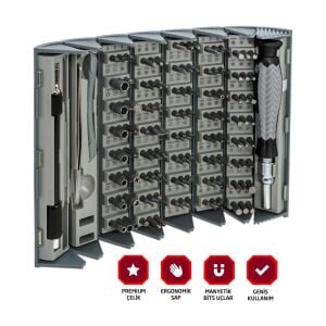 Rox 0307 Bits Uçlu Hassas Tornavida Seti 126 Parça