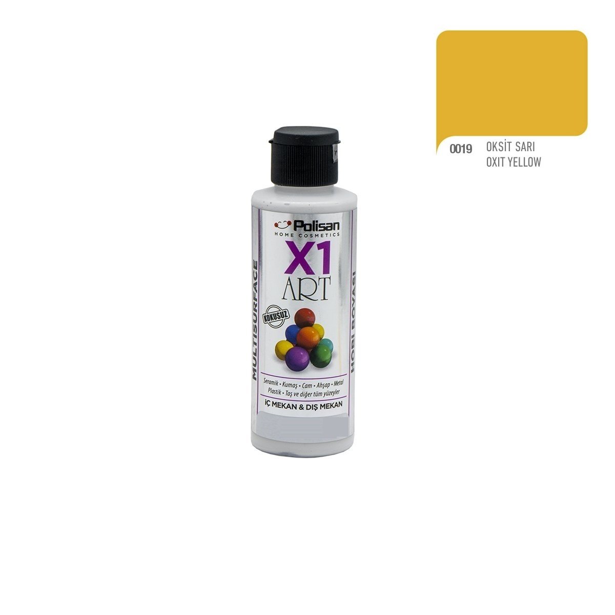 Polisan X1ART Multisurface Hobi Boyası 120ml - 0019 Oksit Sarı