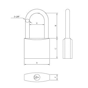 Master 500916 Uzun Asma Kilit Sarı Kaplama 32 mm