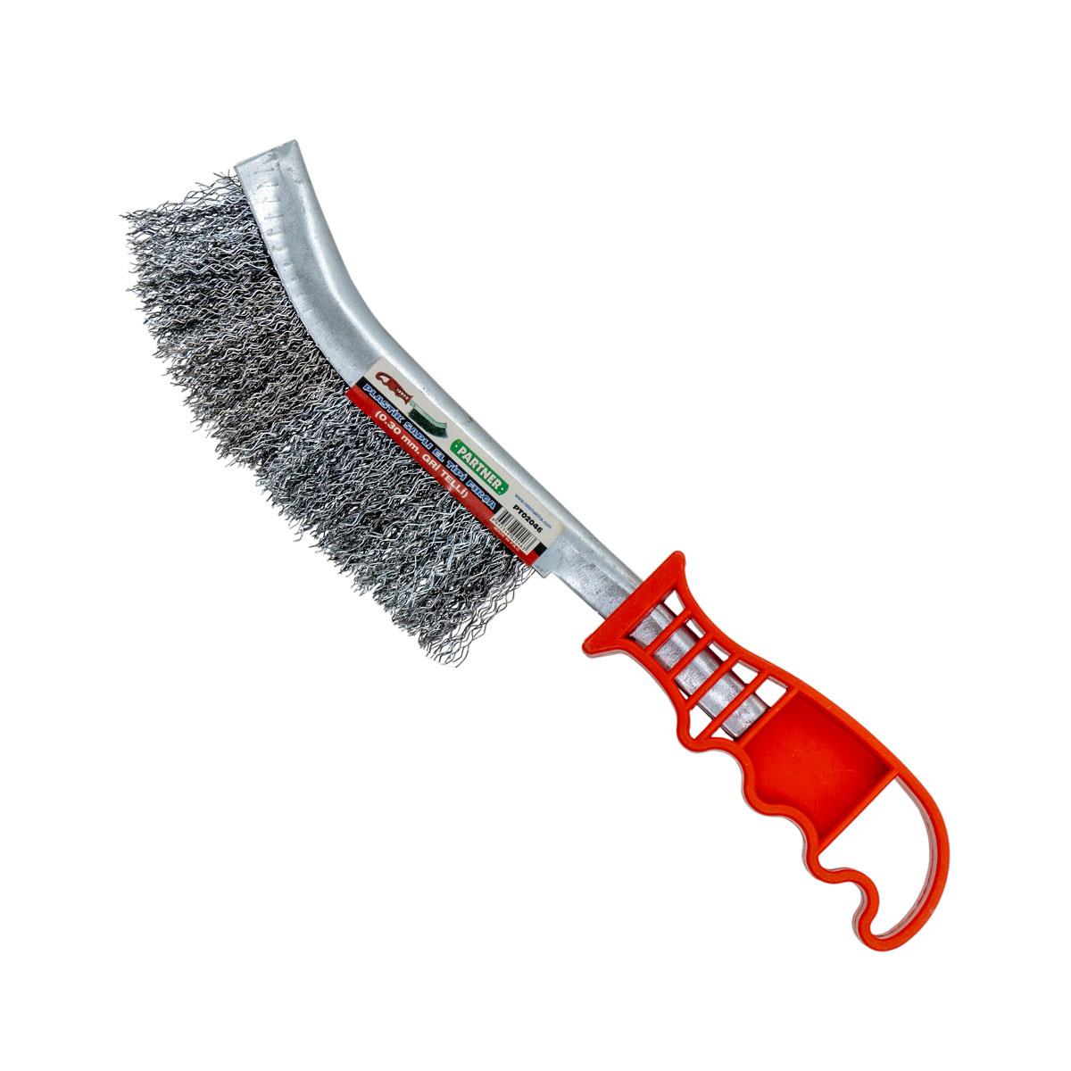 Partner PT02046 Plastik Saplı El Tipi Tel Fırça Gri Telli 0.3 mm