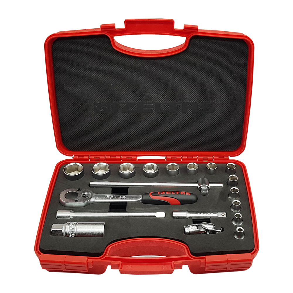 İZELTAŞ 1110006019 3/8'' Altı Köşe Lokma Anahtar Takımı 19 Parça