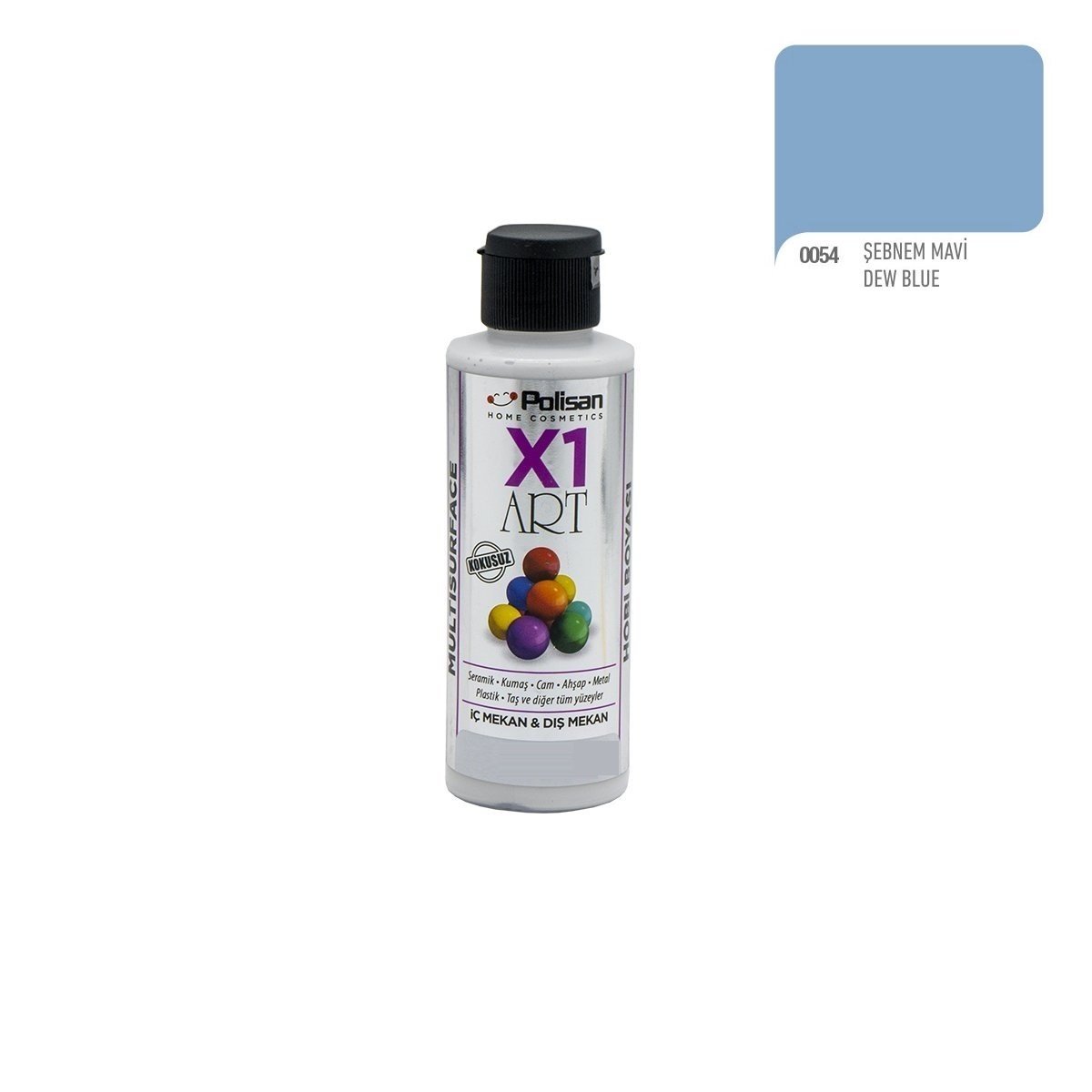 Polisan X1ART Multisurface Hobi Boyası 120ml - 0054 Şebnem Mavi