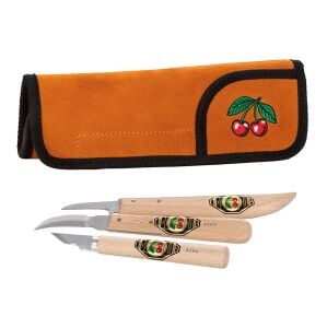 Kirschen 330700 Ahşap Oyma Bıçağı Seti Deri Çantalı 3 Parça
