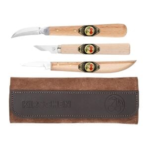 Kirschen 330700 Ahşap Oyma Bıçağı Seti Deri Çantalı 3 Parça