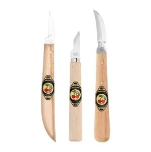 Kirschen 330700 Ahşap Oyma Bıçağı Seti Deri Çantalı 3 Parça