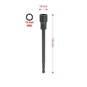 Leo 00706 Ekstra Uzun Manyetik Bits Lokma Somun Adaptörü 13x150 mm