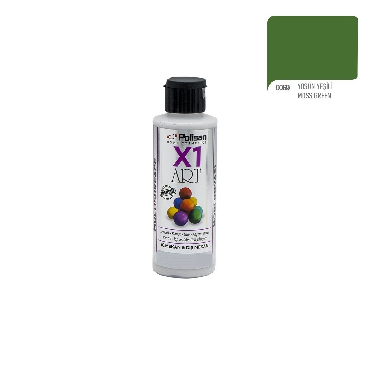 Polisan X1ART Multisurface Hobi Boyası 120ml - 0069 Yosun Yeşili