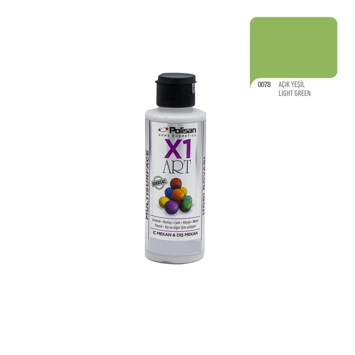 Polisan X1ART Multisurface Hobi Boyası 120ml - 0078 Açık Yeşil