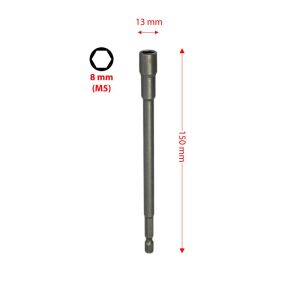 6465 Ekstra Uzun Manyetik Bits Lokma Somun Adaptörü 8x150 mm