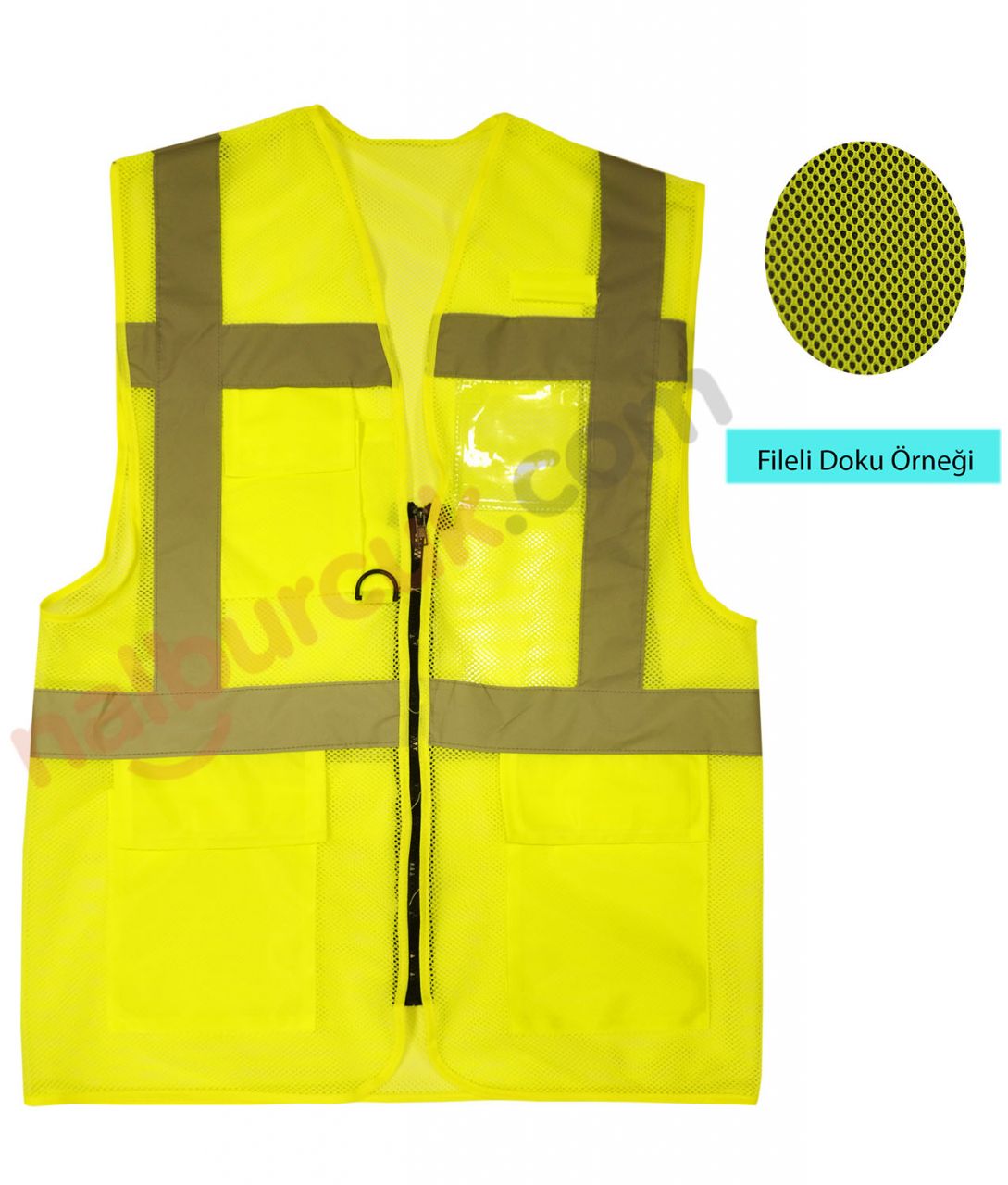 Mühendis İkaz Yeleği Fileli Reflektörlü Sarı - XXXL