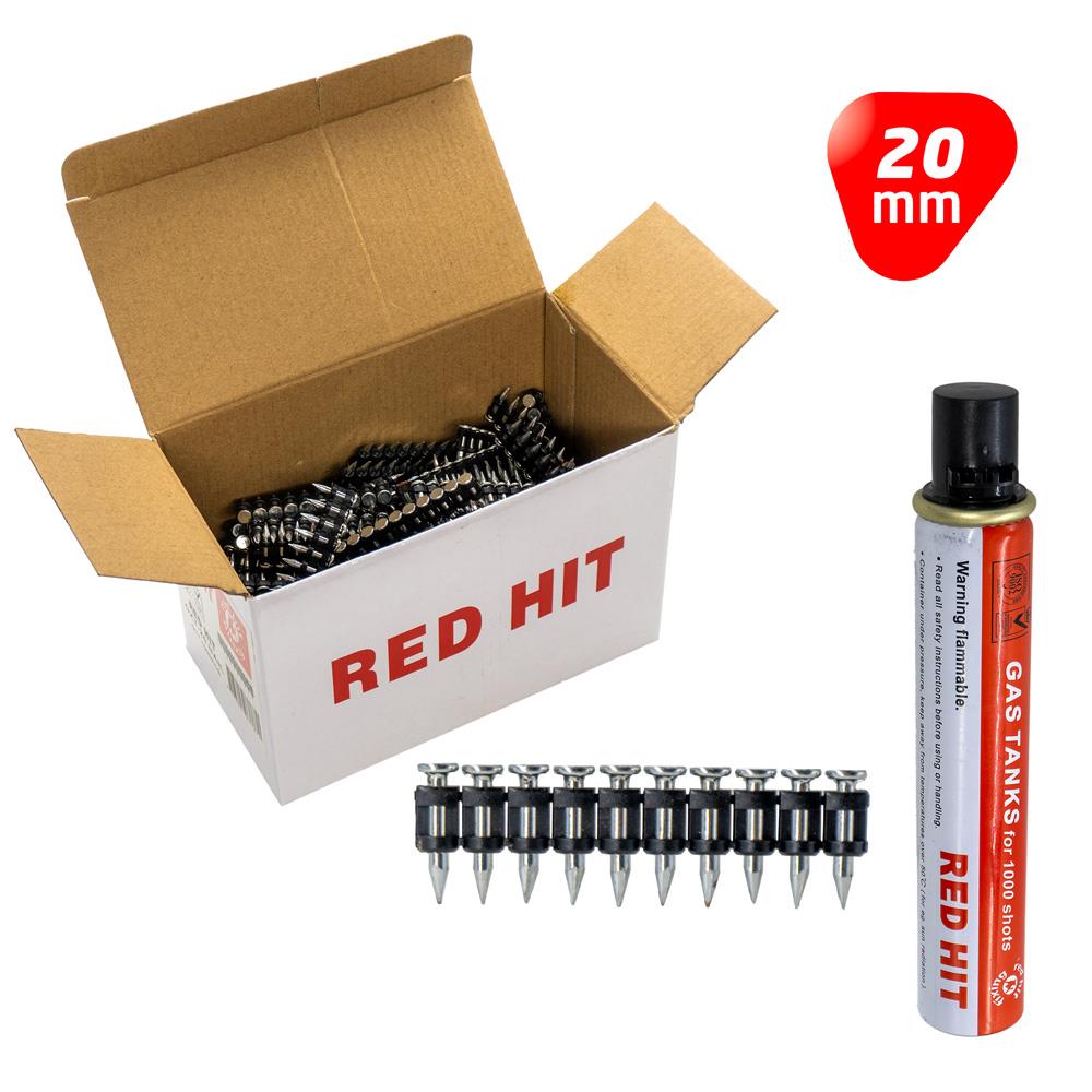 Red Hit GZT-20 Çelik Zemin Çivisi 20 mm (Gaz Dahil 1000li Paket)