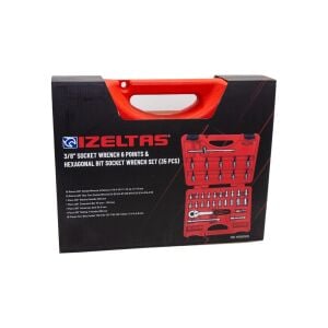 İzeltaş 3/8'' 6 Köşe Lokma Anahtar ve Lokmalı Allen Set 35 Parça