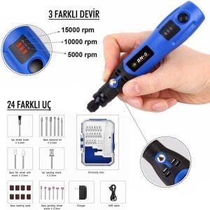 BN5 PT3602 Mini Hobi Gravür Şarjlı Taşlama Entegre Akülü