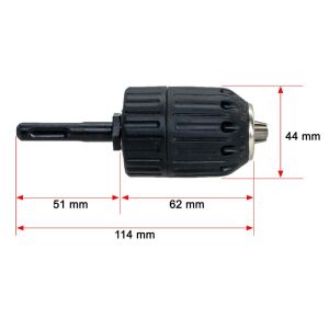 6258 Anahtarsız Plastik Mandren 2-13 mm 1/2''-20UNF (SDS Plus Saplı)