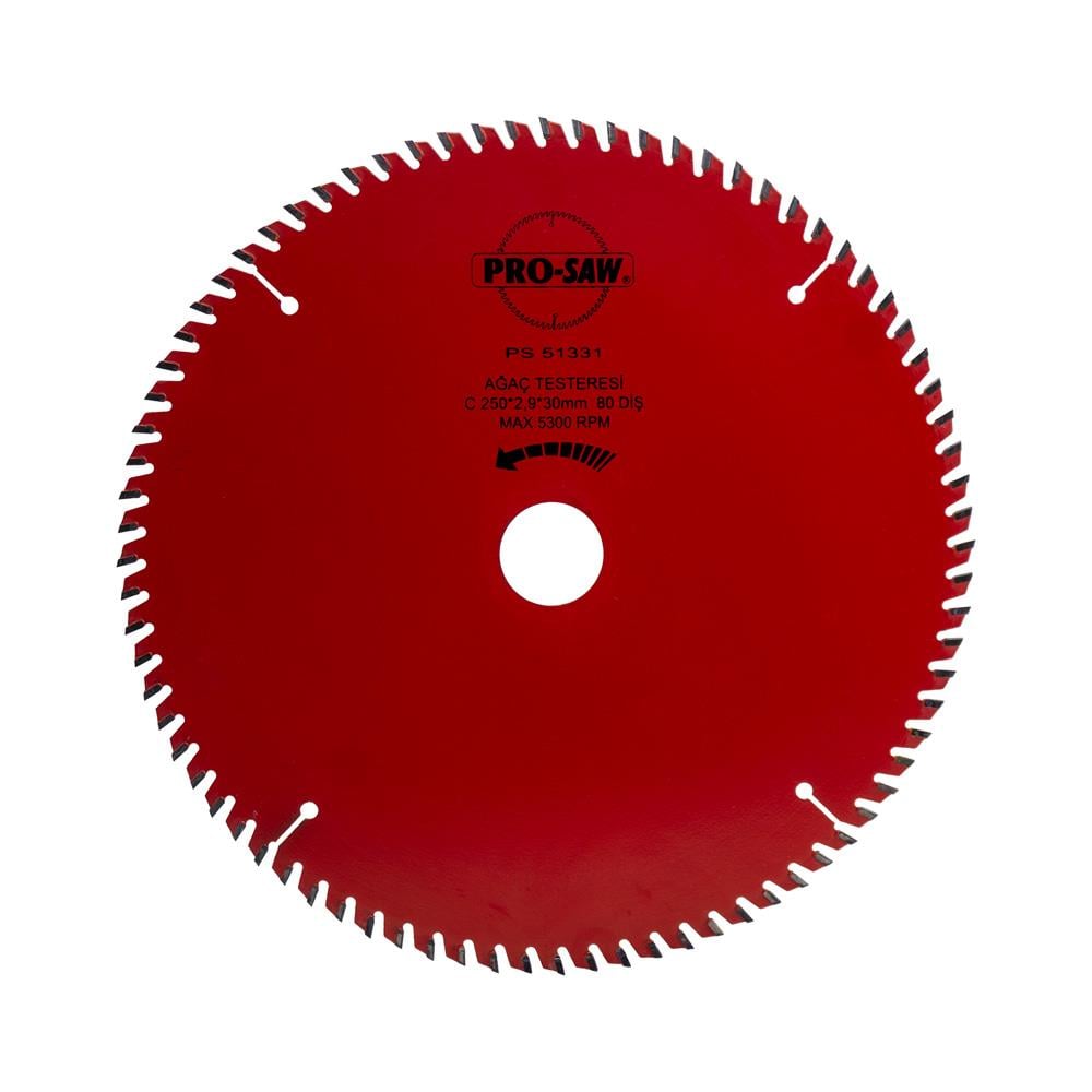 PRO-SAW PS51331 Teflonlu Ahşap Kesme Daire Testere 250x30 mm 80 Diş