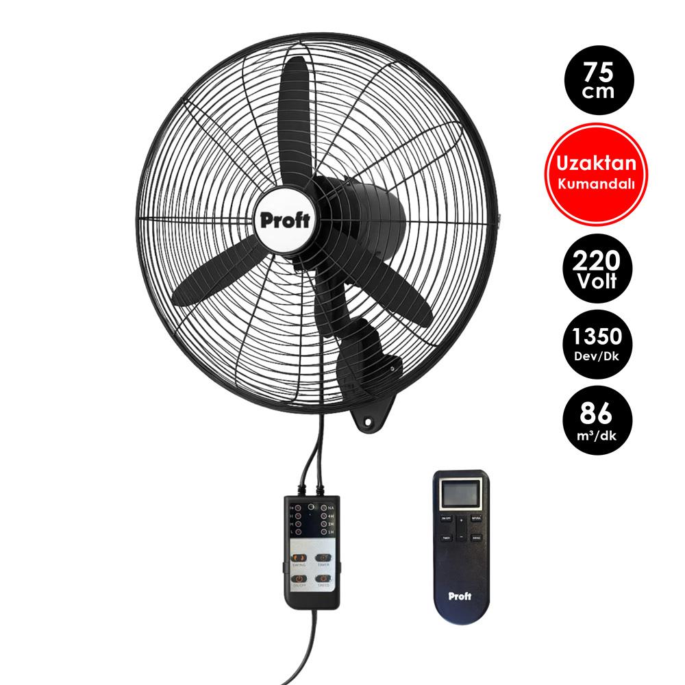 Proft FLW-750-HRI Uzaktan Kumandalı Duvar Sarkıt Tip Vantilatör 75 cm