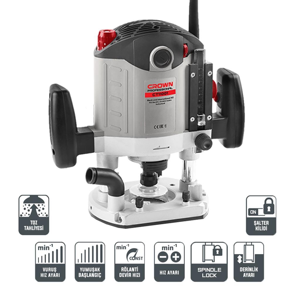 Crown CT11001 Devir Ayarlı Dik Freze Makinası 2100W
