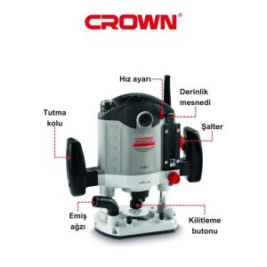 Crown CT11001 Devir Ayarlı Dik Freze Makinası 2100W
