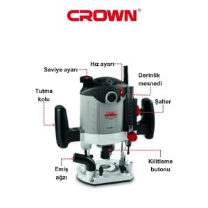 Crown CT11002 Devir Ayarlı Dik Freze Makinası 1400W