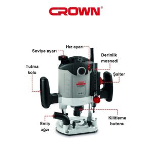 Crown CT11002 Devir Ayarlı Dik Freze Makinası 1400W