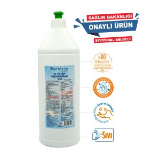 Rochenmar El ve Cilt Dezenfektan Biyosidal Ruhsatlı %80 Alkol 1 Lt