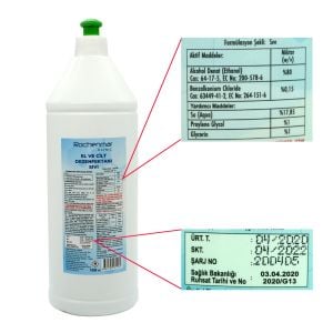 Rochenmar El ve Cilt Dezenfektan Biyosidal Ruhsatlı %80 Alkol 1 Lt