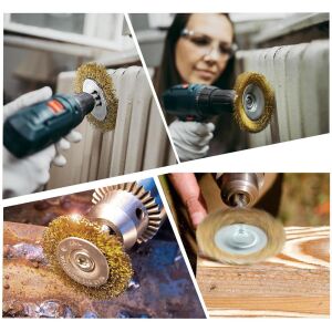 6246 Pimli Saçaklı Dairesel Tel Fırça Sarı Telli 50 mm