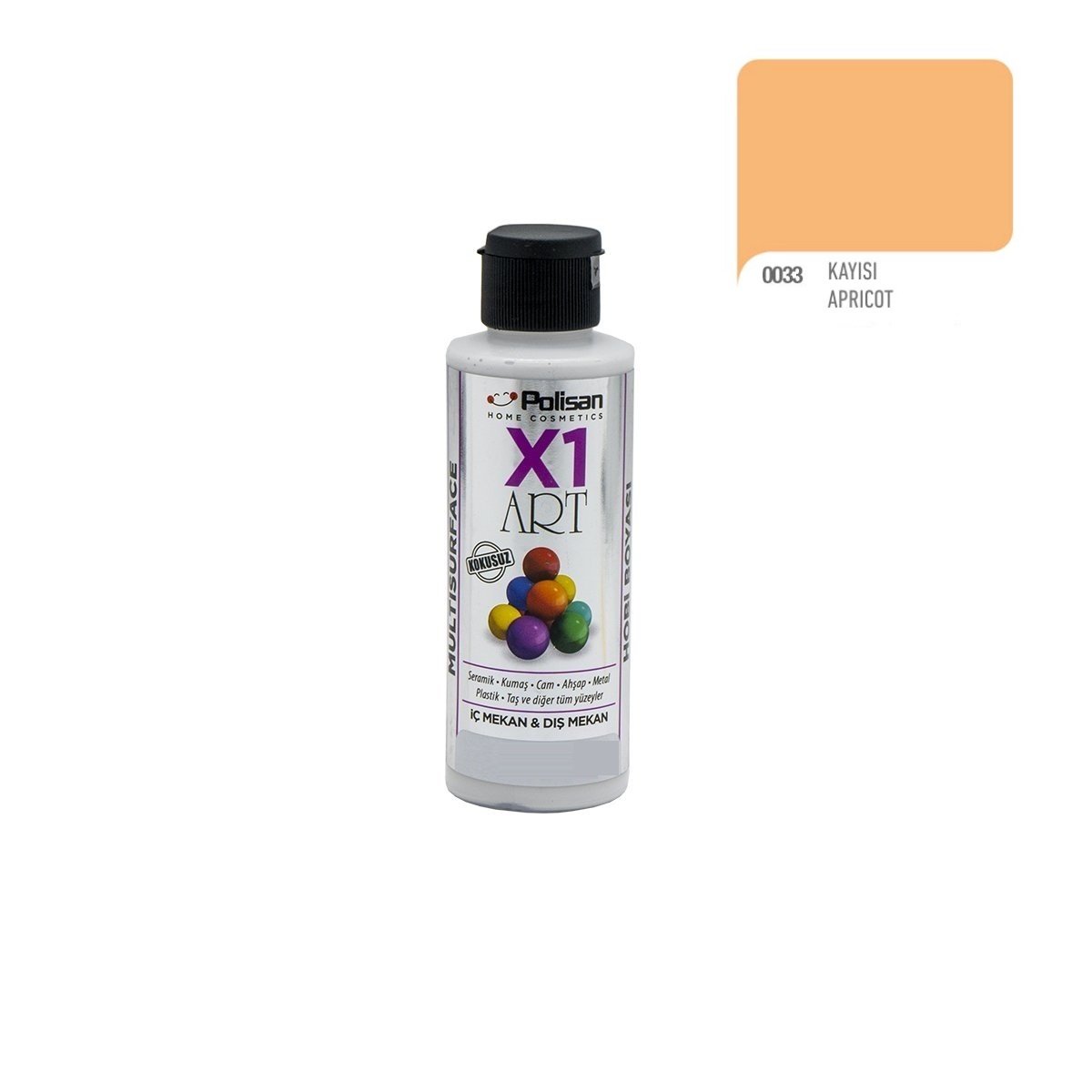 Polisan X1ART Multisurface Hobi Boyası 120ml - 0033 Kayısı