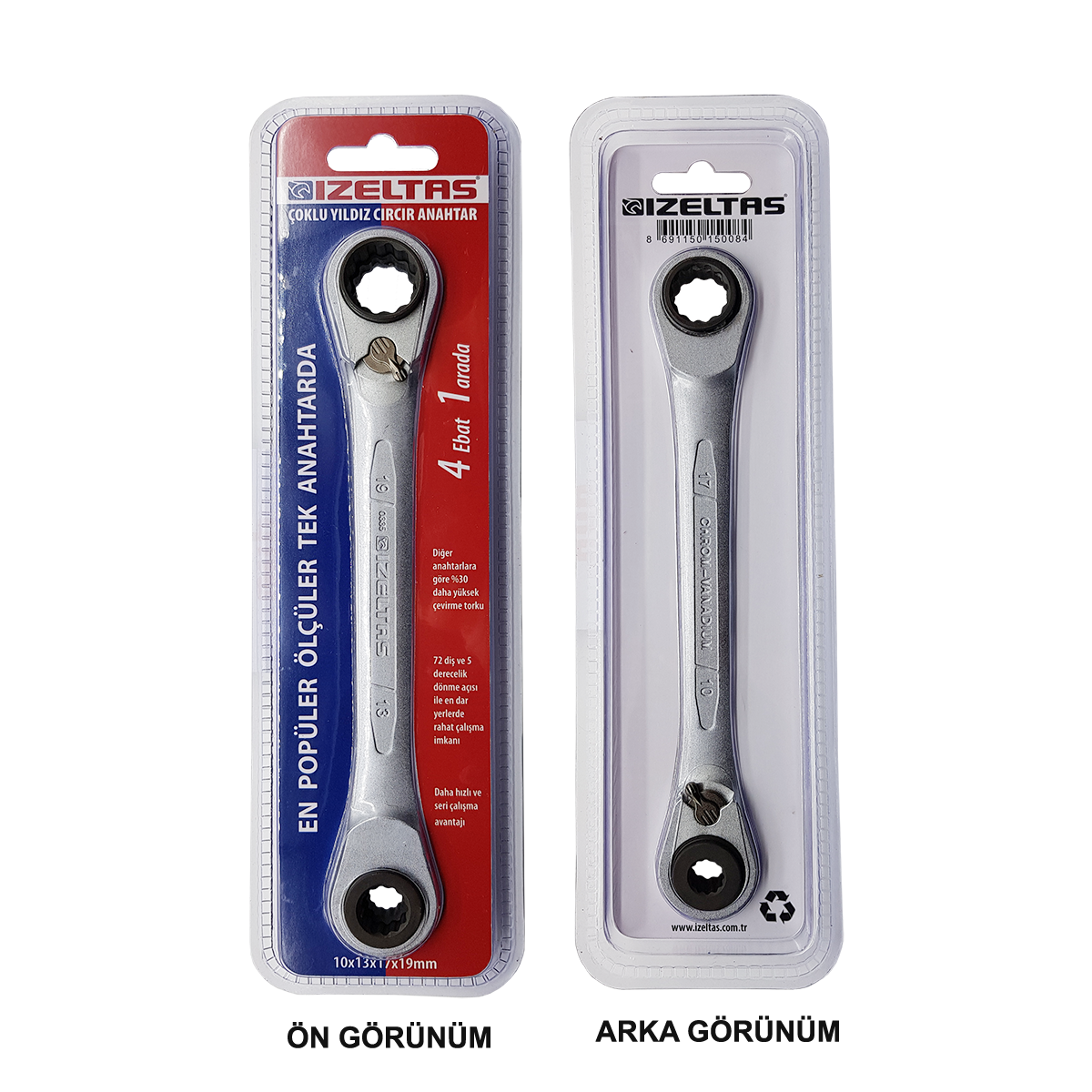 İzeltaş Çoklu Yıldız Cırcır Anahtar 10x13x17x19