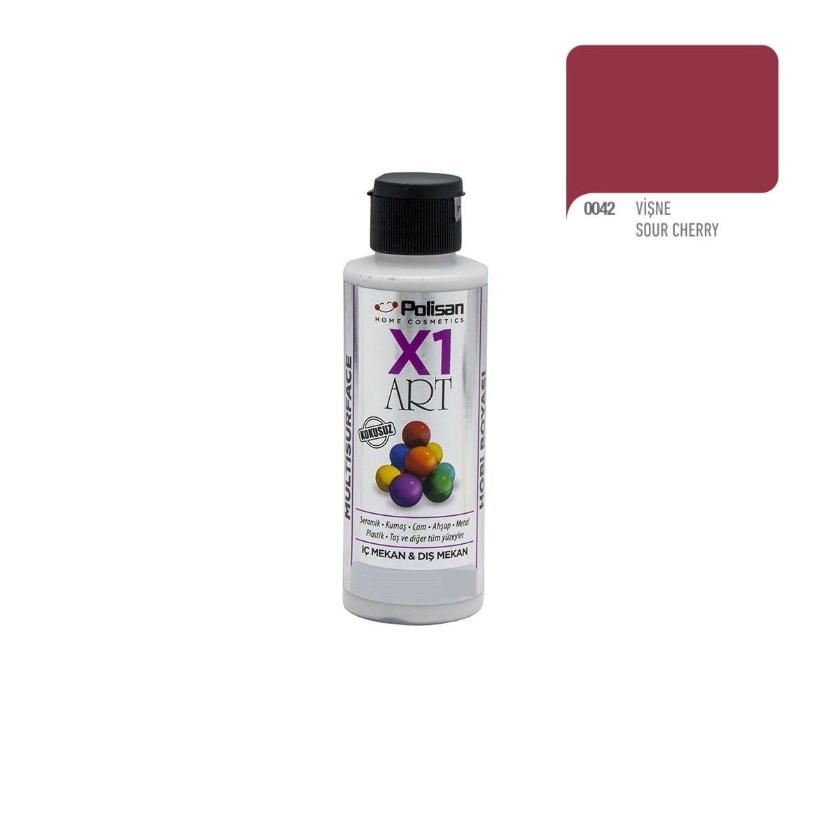 Polisan X1ART Multisurface Hobi Boyası 120ml - 0042 Vişne