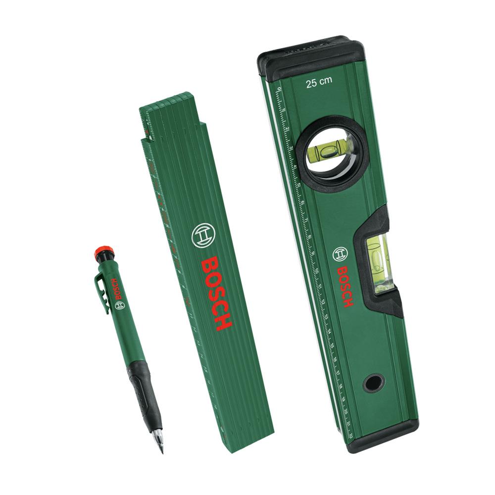 Bosch 1600A02W7S İşaretleme Seti Su Terazisi, Kalem, Metre (3 Parça)