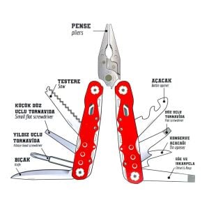Viptec VT875190 Multitool 9 Fonksiyon Katlanır Çok Amaçlı Alet