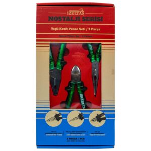 İzeltaş 13000005314 Yeşil Kraft Nostalji Pense Seti 3 Parça