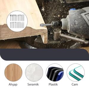 6590 Mini Ahşap Oyma Freze Uç Seti 20 Parça (Sap: 3mm)