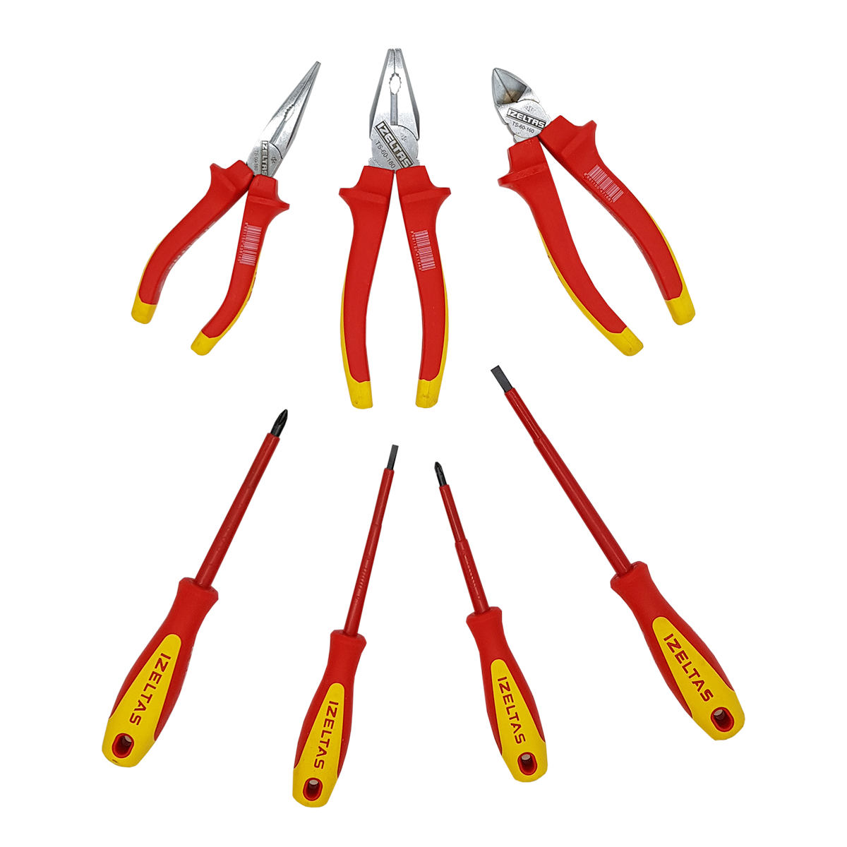 İzeltaş 1000V İzoleli Elektrikçi Pense Yankeski Tornavida Seti 7 Parça VDE
