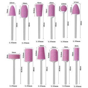 6591 Kalıpçı Mini Taşlama Seti Parmak Taş 12 Parça (Sap: 2.35 mm)