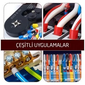 6589 Kablo Yüksük Sıkma Pensesi ve Yüksük Seti 1200 Parça
