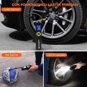 Michelin 33382 Mini Şarjlı Dijital Göstergeli Lastik Şişirme Pompası