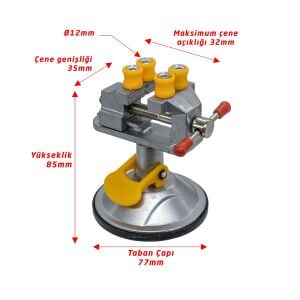 5314 Alüminyum Döner Kafalı Vantuz Taban Mini Mengene