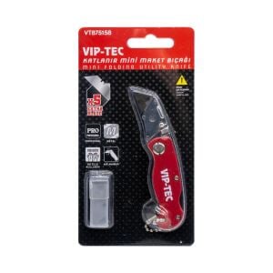 Viptec VT875158 Katlanır Mini Maket Bıçağı 10mm (5 Adet Yedekli)