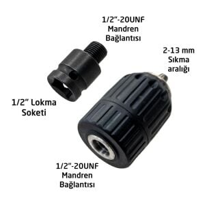 6266 Plastik Mandren 2-13mm 1/2''-20UNF (Somun Sökme Adaptörlü)