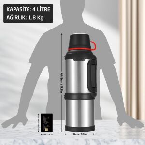 6270 Travel Pot Çelik Termos 4 Litre - Gümüş