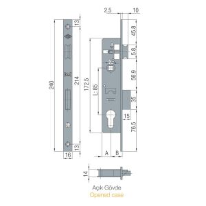 Kale Kilit 153 P/25 Dar Tip Silindirli Gömme Kilit 25mm Krom