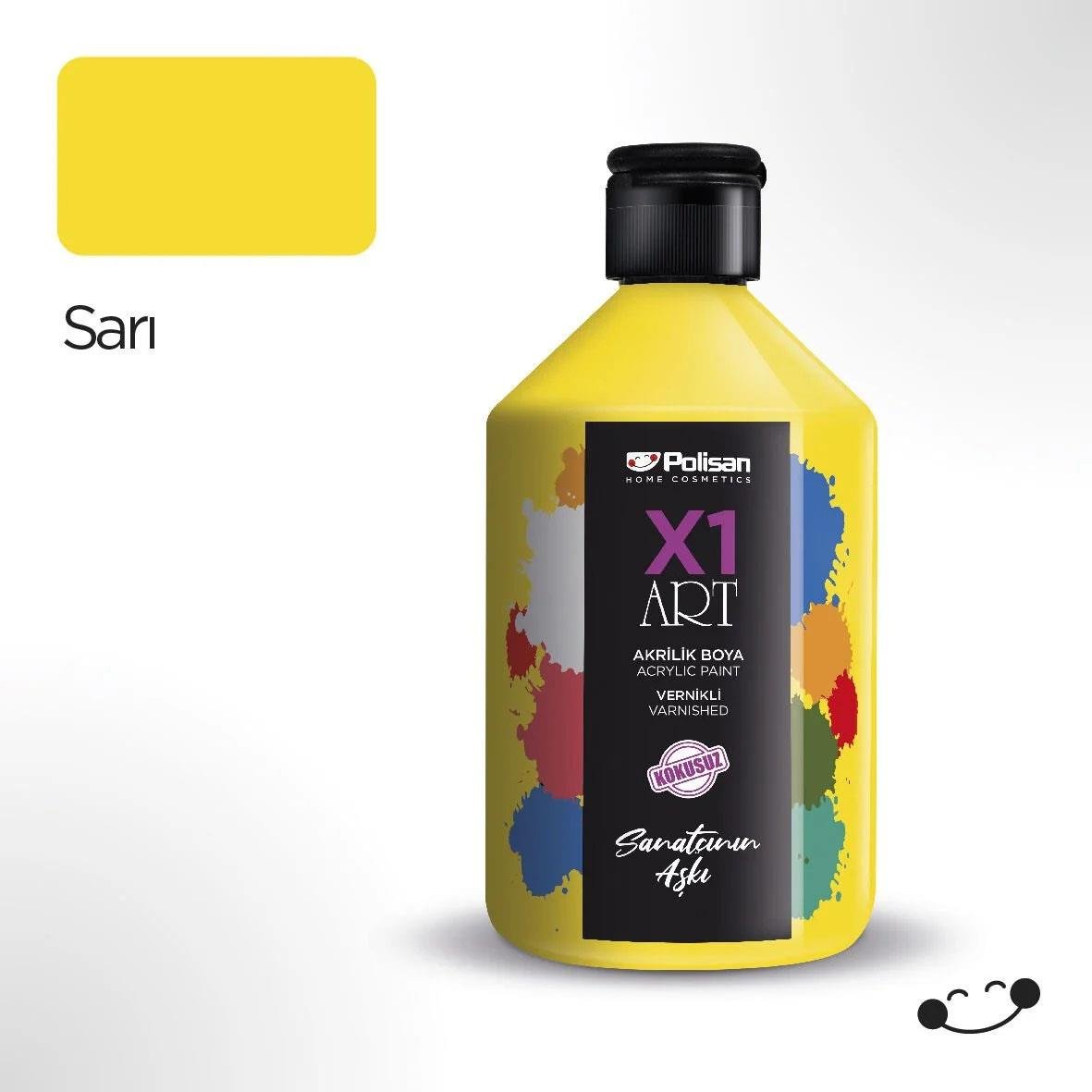 Polisan X1ART Vernikli Hobi Boyası 500ml - Sarı