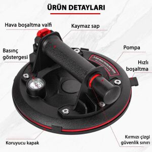 6273 Hava Pompalı Taşıma Vantuzu Basınç Saatli 20cm 250/300 Kg