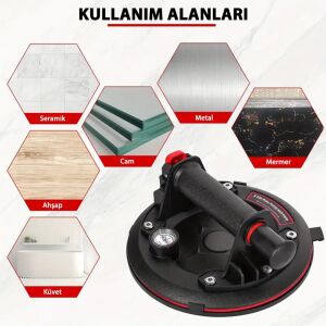 6273 Hava Pompalı Taşıma Vantuzu Basınç Saatli 20cm 250/300 Kg