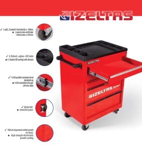 İzeltaş 5 Çekmeceli Partner Mobil Takım Dolabı Kırmızı (Boş)