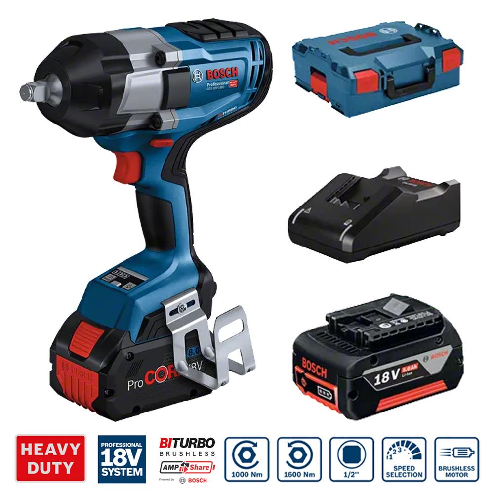 Bosch GDS 18V-1000 Çift Akülü Somun Sökme Makinesi 18V 5Ah 1000Nm