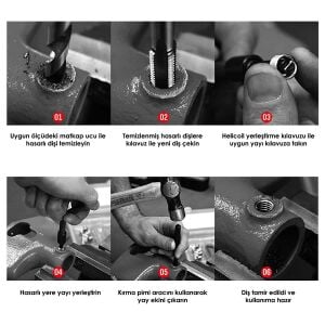 5444 Helicoil Seti Vida Diş Tamir Takımı 131 Parça (Metal Kutu)